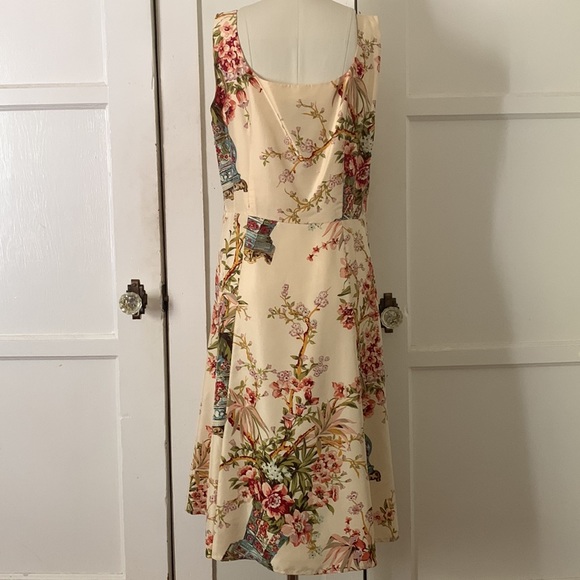 NWT SPENSER JEREMY Silk Chinoiserie Grand Millennial Print Dress Sz 14 - Picture 7 of 16